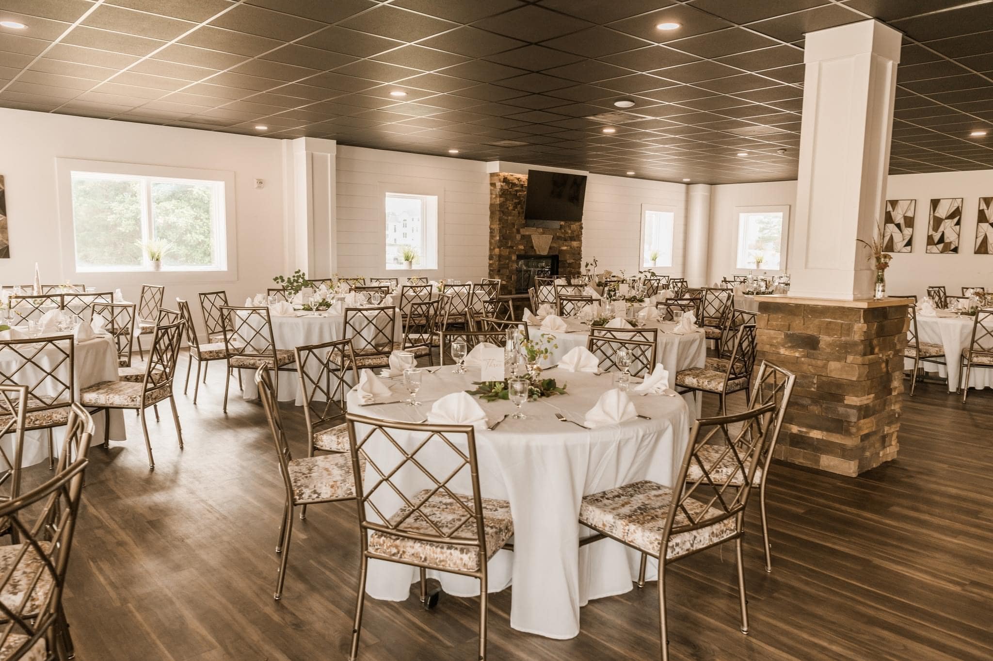 Dining room at the Ocean City Golf Club set for a wedding